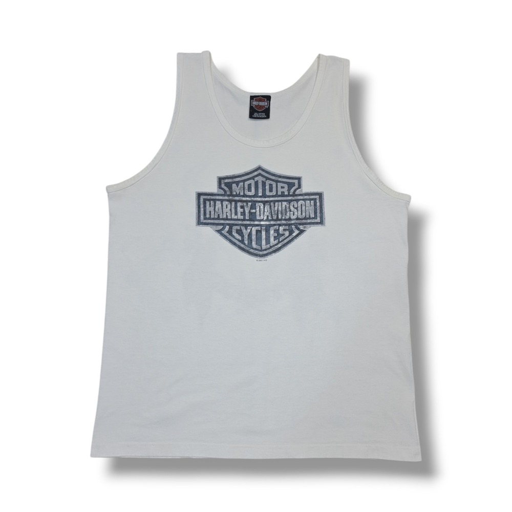 Vintage Harley Davidson Sturgis, Black Hills Rally 2001 White Tank Top Men's L